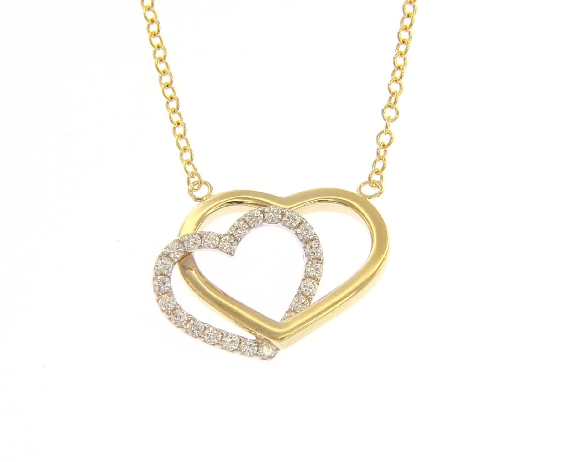 Golden necklace k9 with 2 hearts  (code S203352)